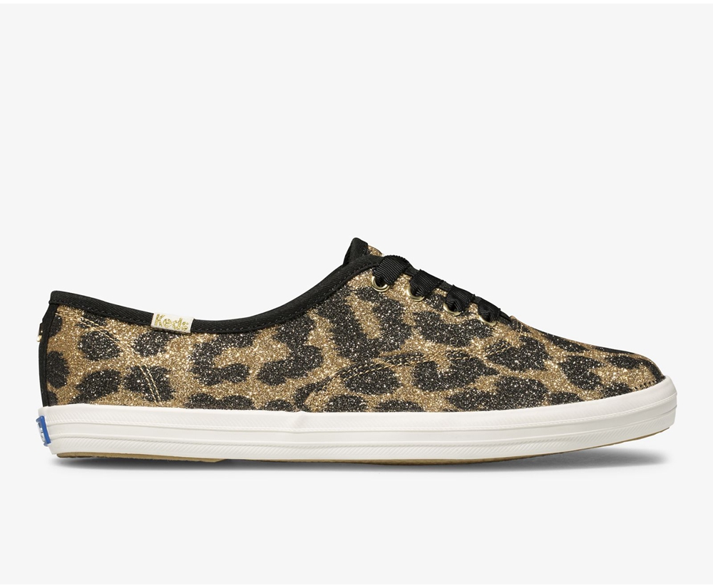 Πανινα Παπουτσια Γυναικεια - Keds Kate Spade New York Champion Glitter Leopard - Καφε - MUGOL9402